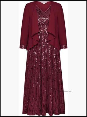 Two Piece Sequin Dress with Jacket Mother of Bride Wedding Guest Dress